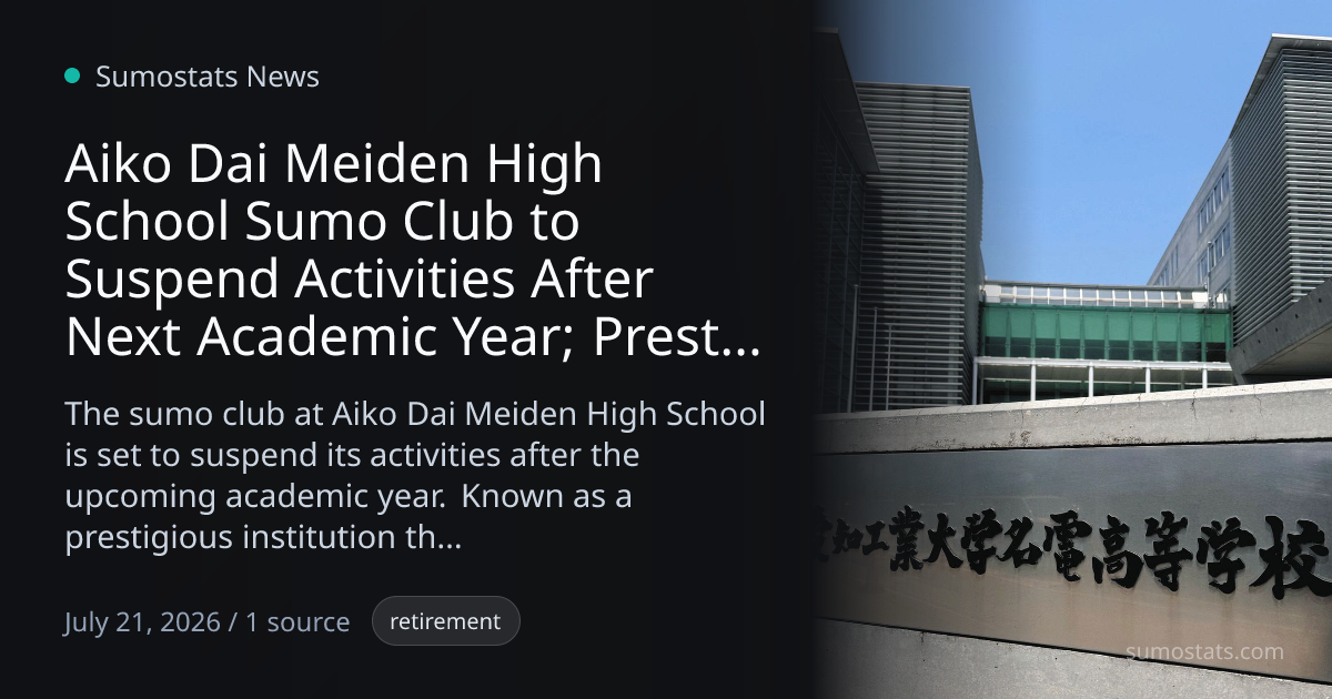 Aiko Dai Meiden High School Sumo Club to Suspend Activities After